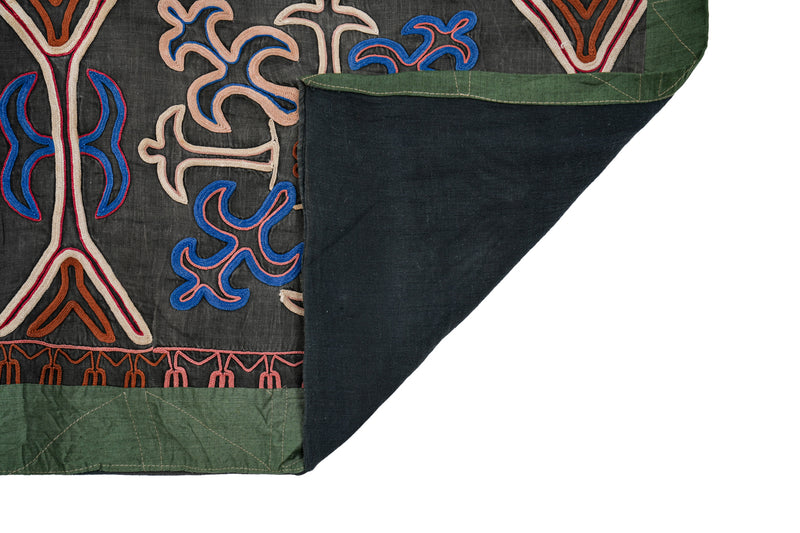 Antique Uzbek Lakai Silk Textile 3'7" x 1'8"