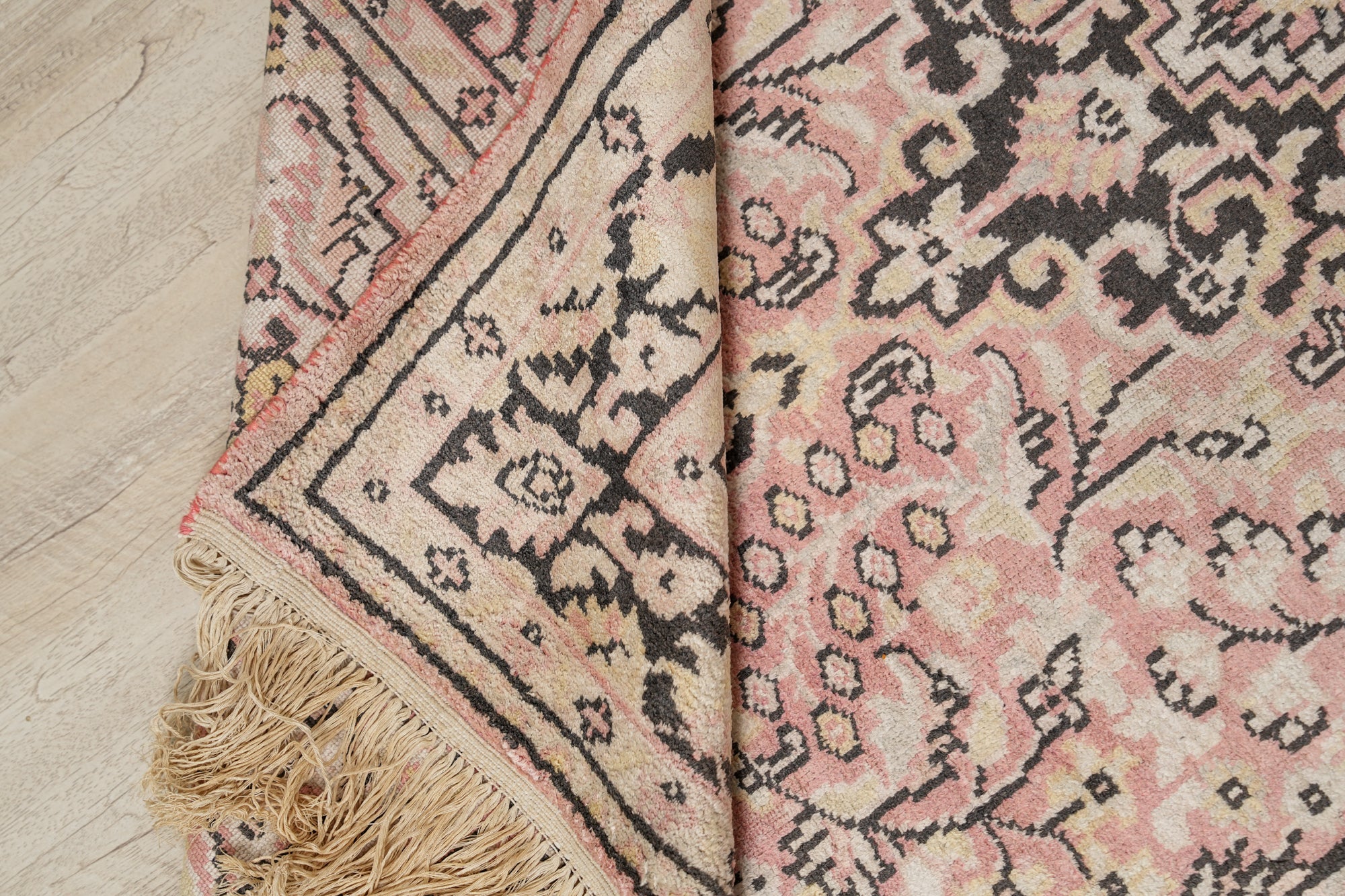 Vintage Kashmiri Silk Rug 4'10" x 2'10"