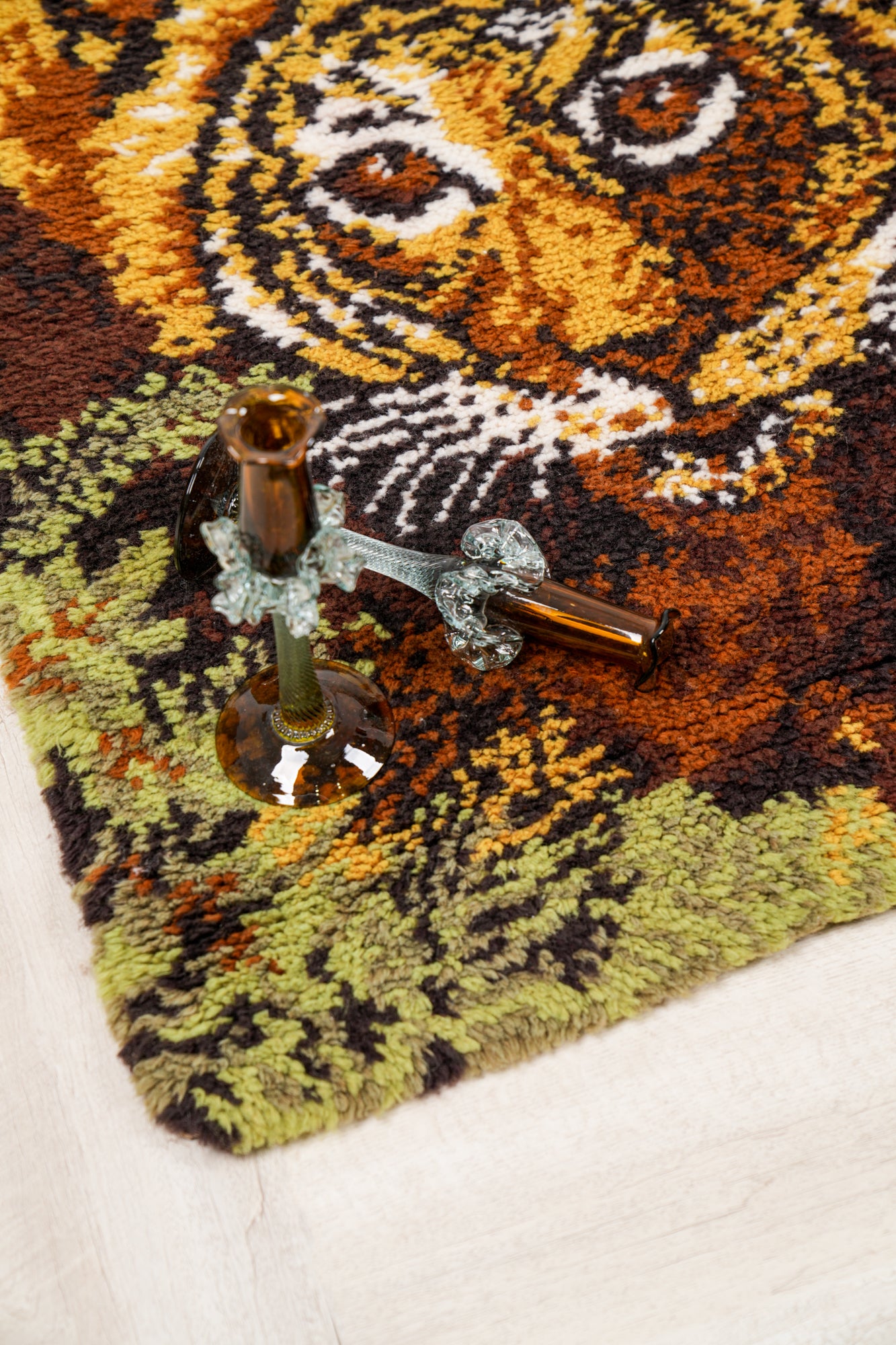 Vintage Scandinavian Latch Hook Rug 4' x 2'6"