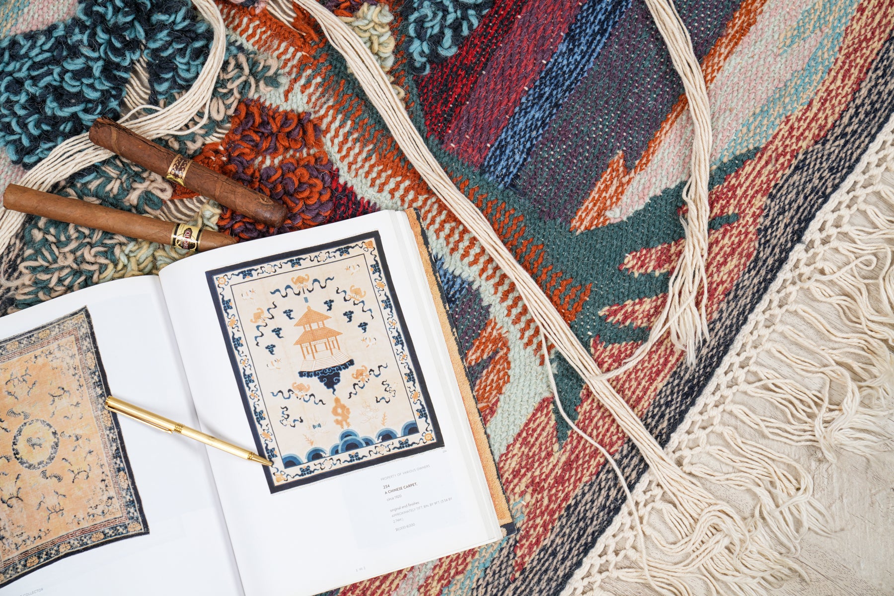 VINTAGE EUROPEAN FIBER ART TAPESTRY 4'10" X 3'