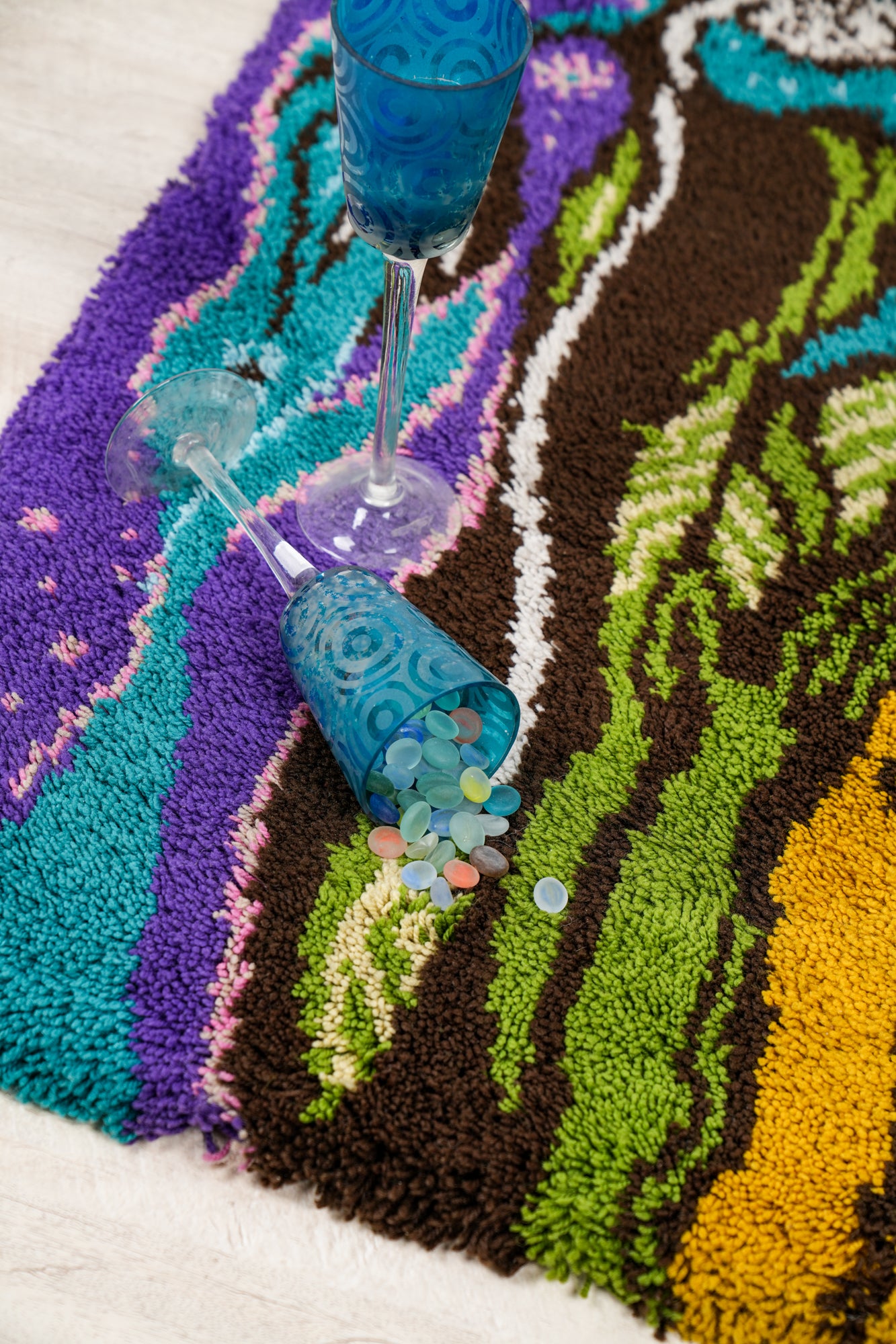 Vintage German Abstract Rug 3'4" x 2'8"