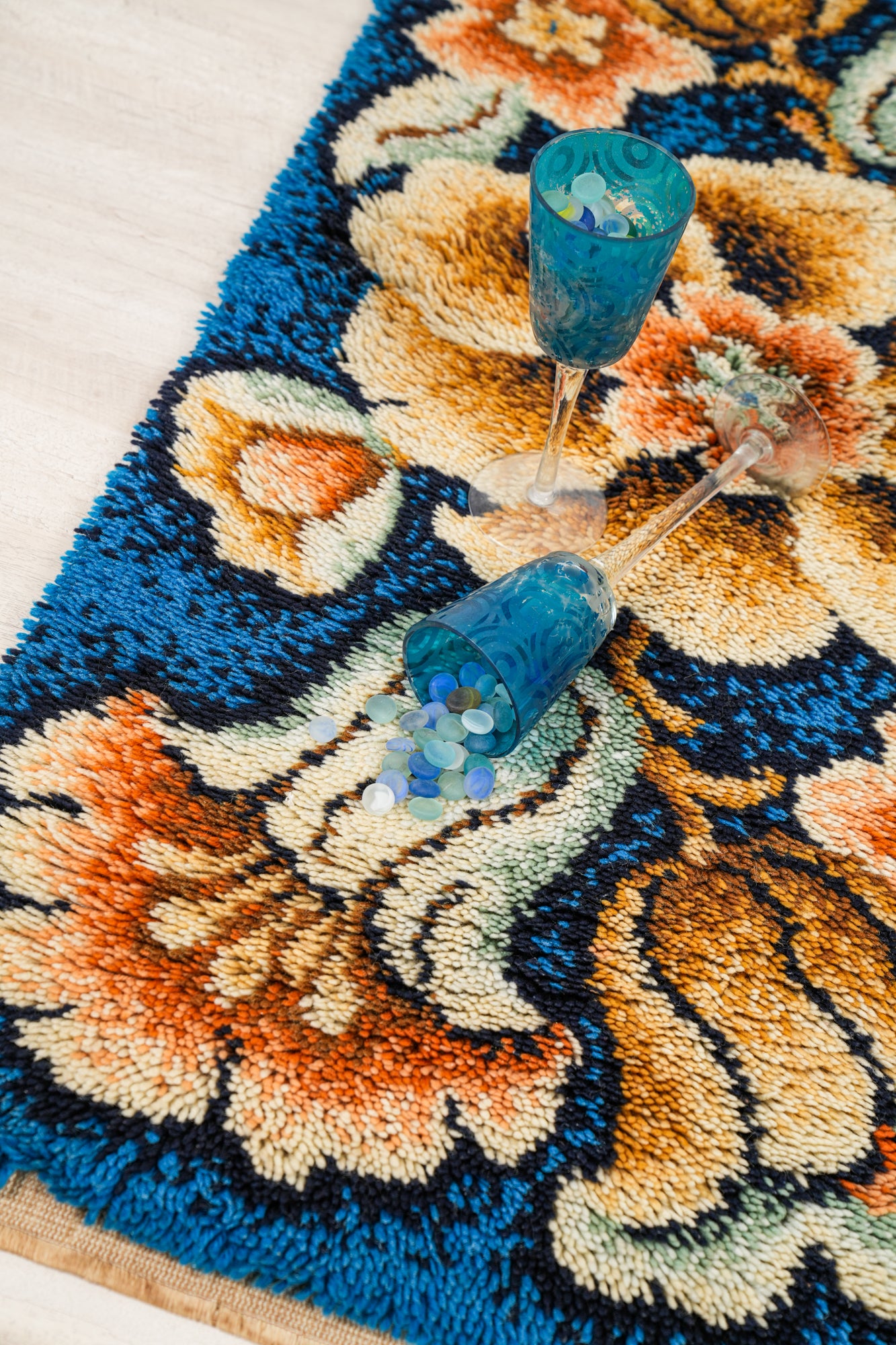 Vintage Scandinavian Rya Rug 4'8" x 2'4"