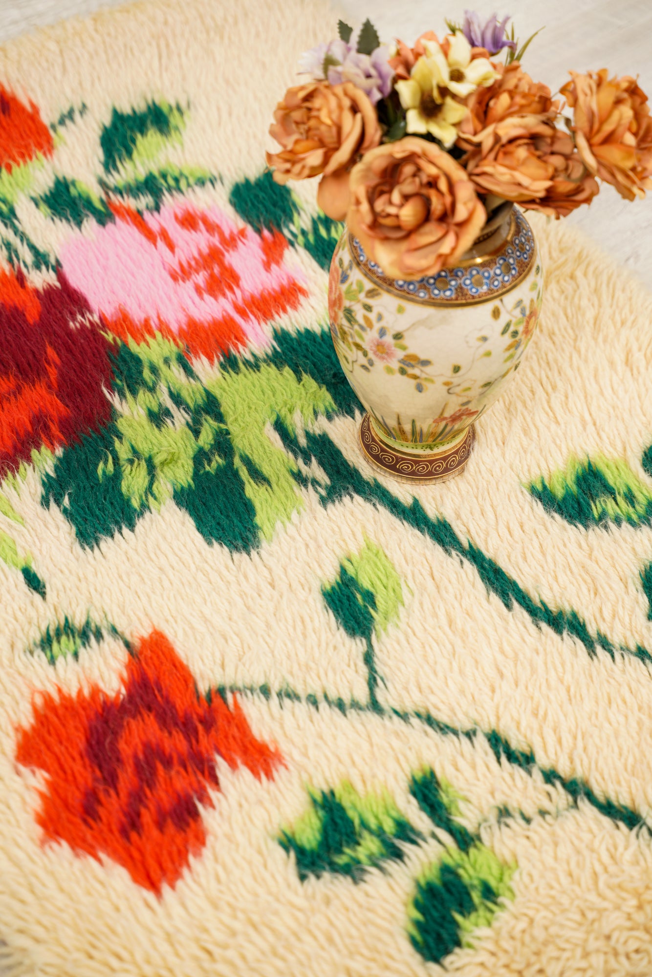 Vintage Turkish Angora Shaggy Rug 3' x 2'2"