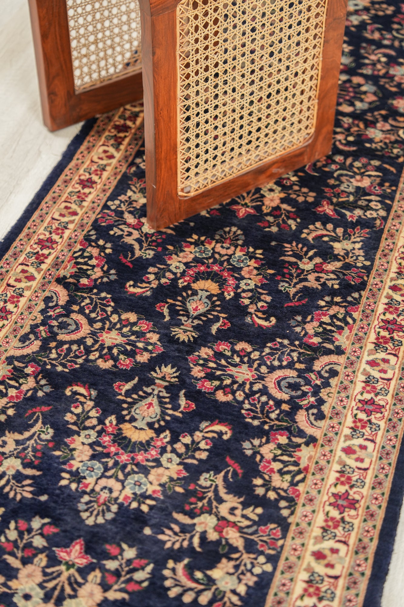 Vintage Pakistani Floral Hallway Rug 23' x 2'6"
