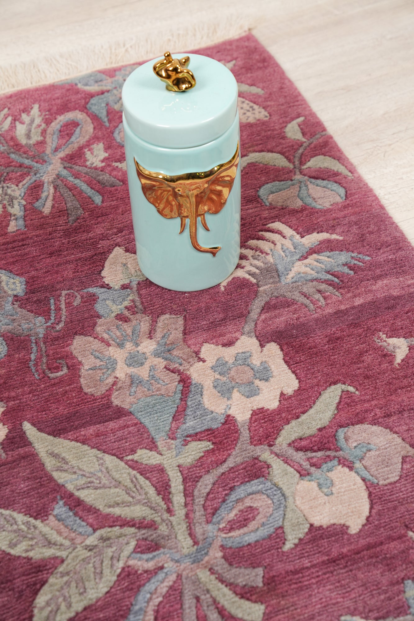 Vintage Tibetan floral rug 3'2" x 2'1"