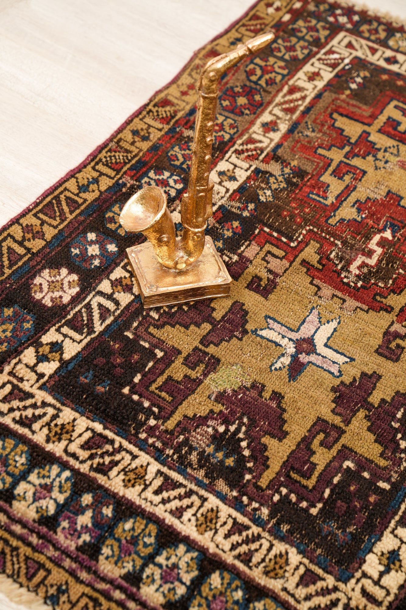 Antique Caucasian Lesghi Rug 3'7" x 2'7"