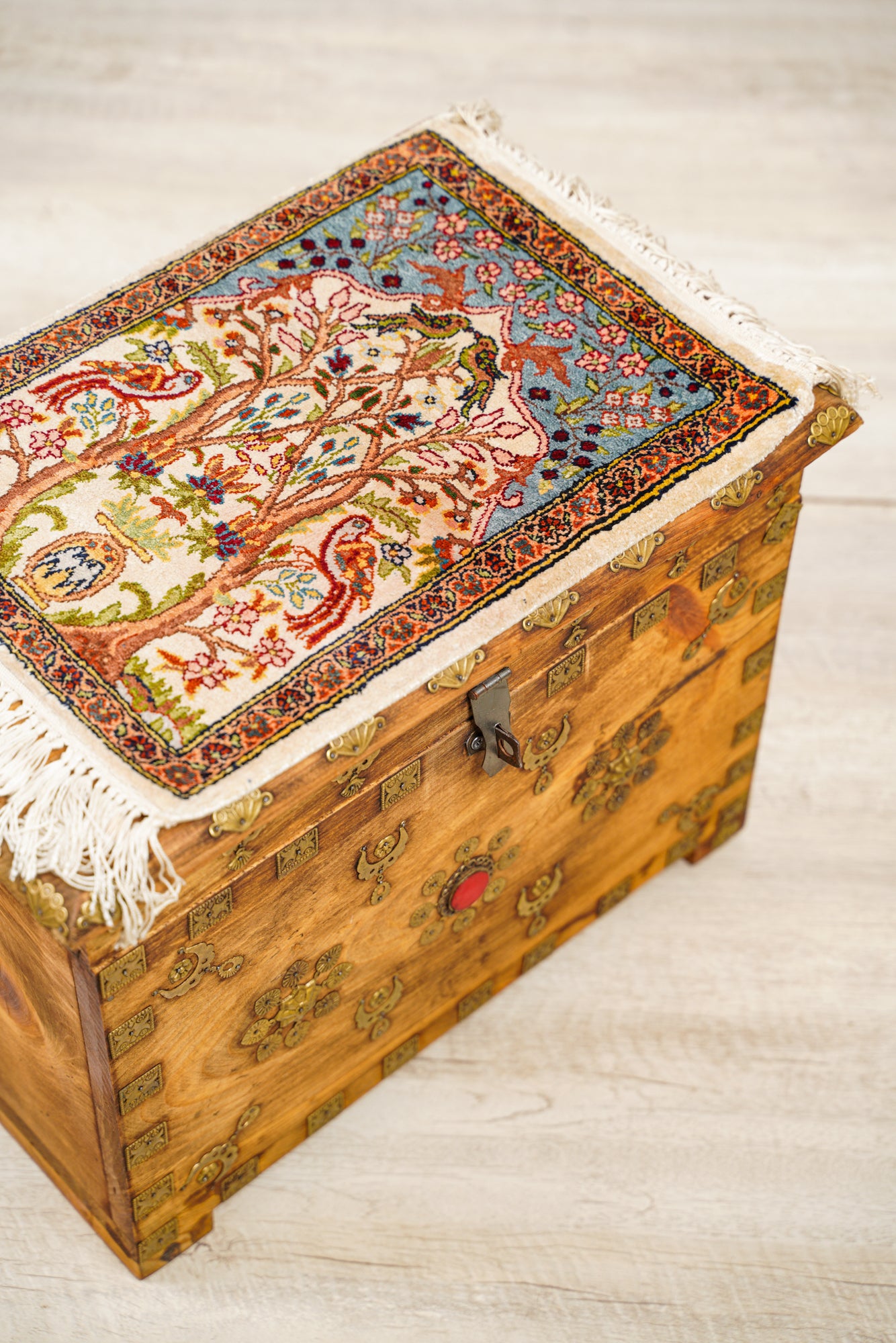 vintage Egyptian Tree of Life Silk Rug 1'3" x 1'