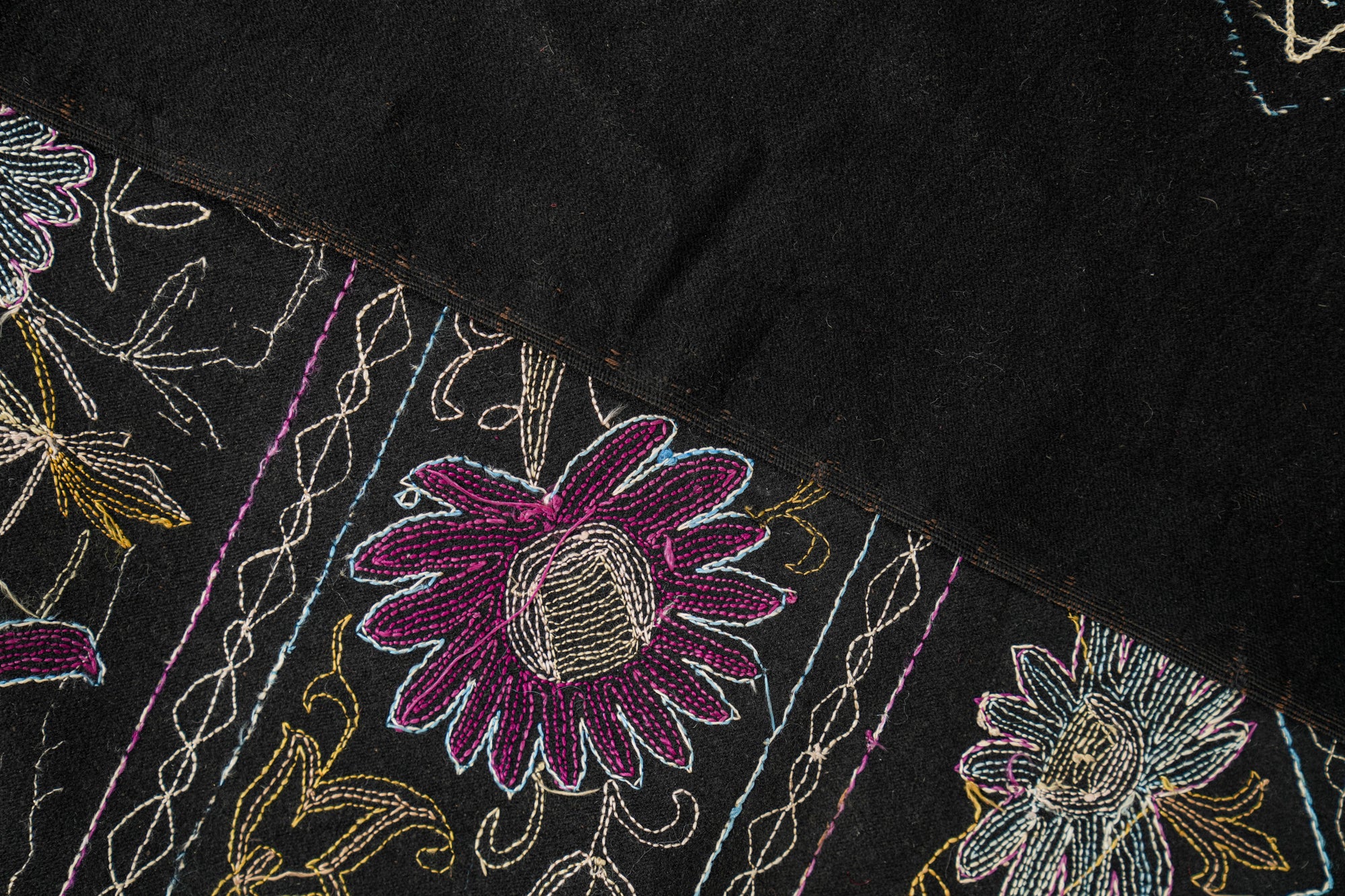 Antique Ottoman Silk Velvet embroidery textile 5' x 5'