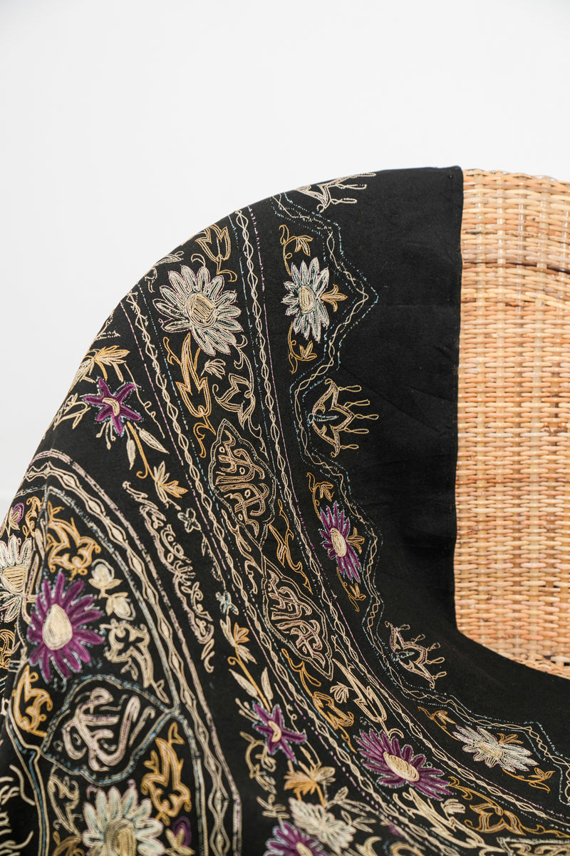 Antique Ottoman Silk Velvet embroidery textile 5' x 5'