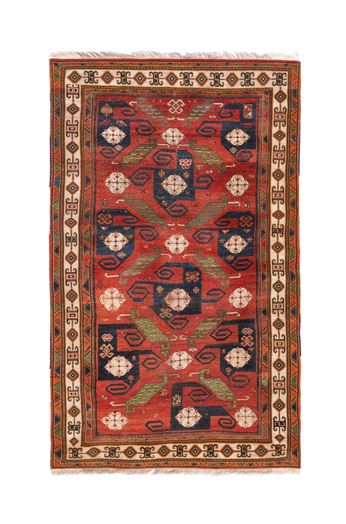 Antique Caucasian Pinwheel Kazak Rug 9'10" x 6'1"