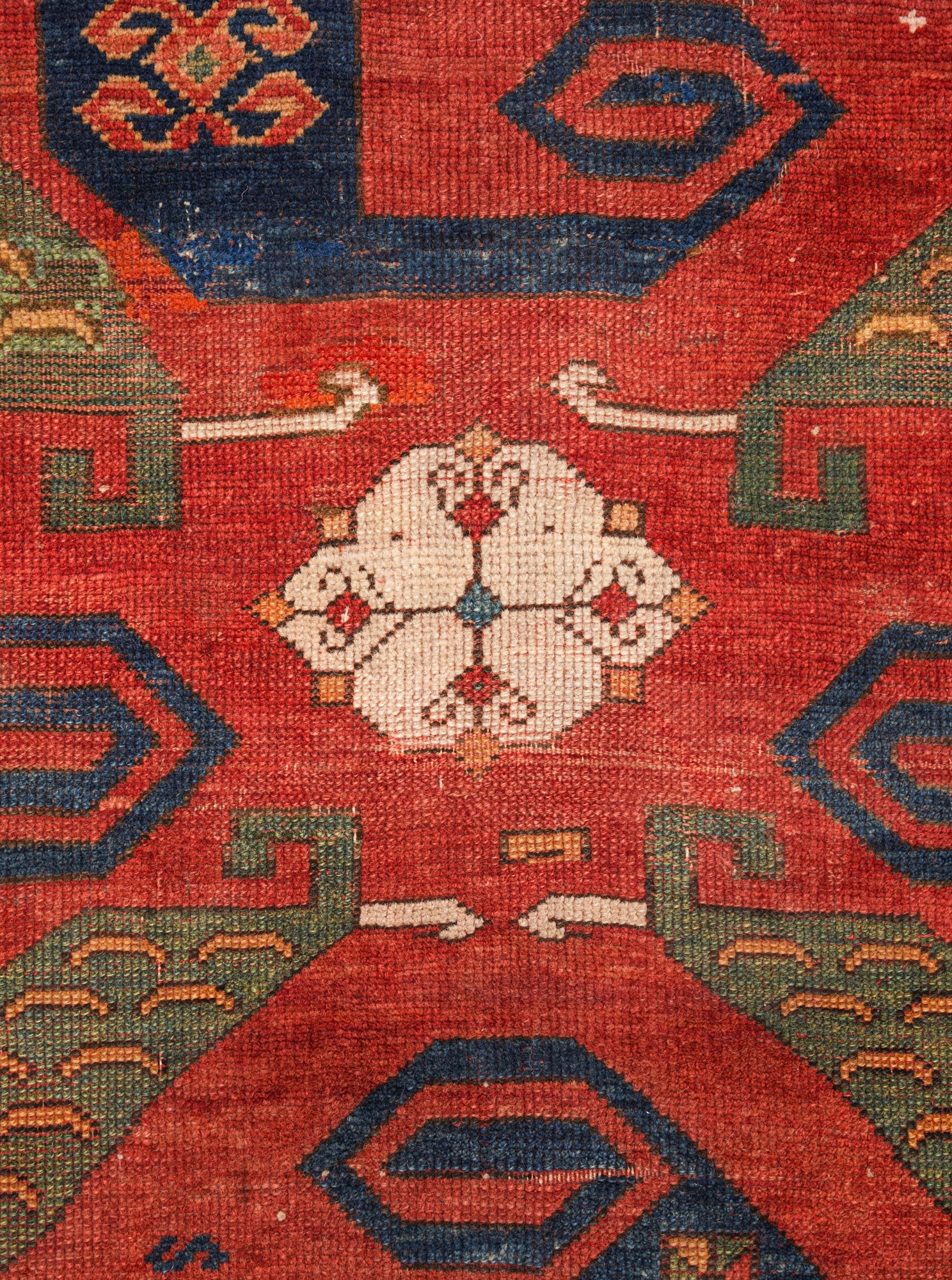 Antique Caucasian Pinwheel Kazak Rug 9'10" x 6'1"
