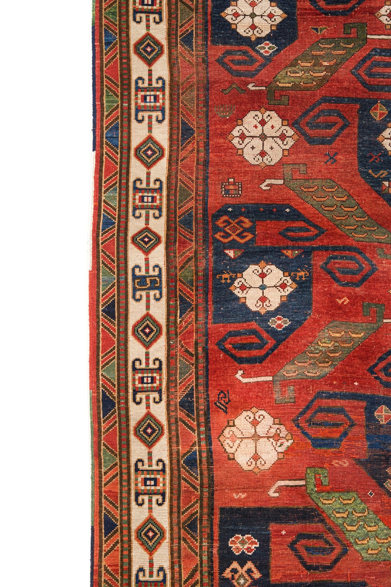Antique Caucasian Pinwheel Kazak Rug 9'10" x 6'1"