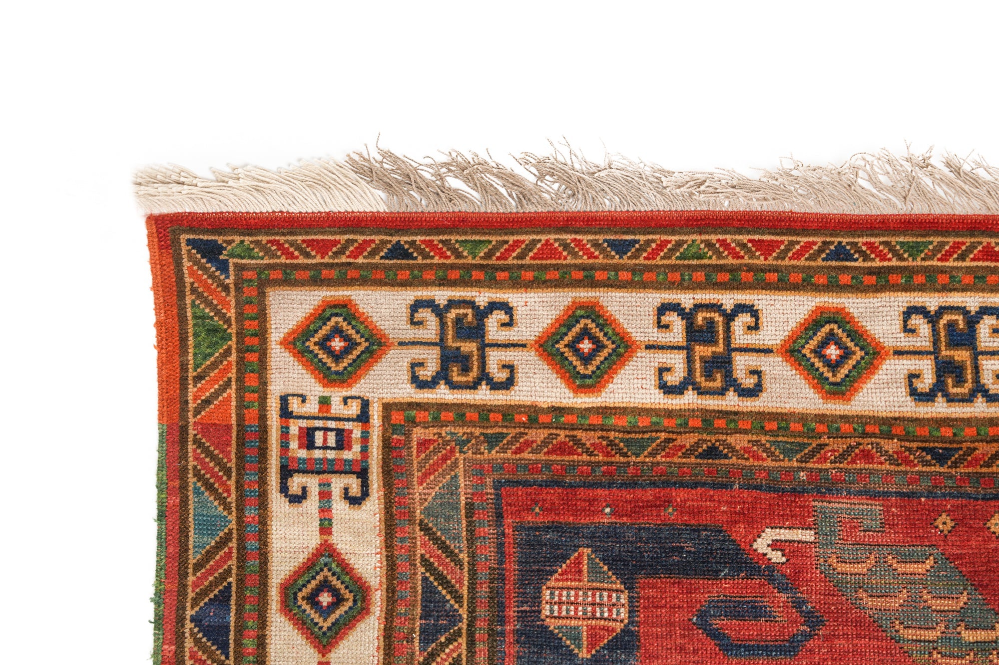 Antique Caucasian Pinwheel Kazak Rug 9'10" x 6'1"