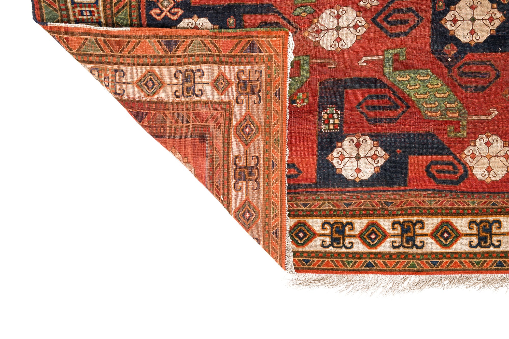 Antique Caucasian Pinwheel Kazak Rug 9'10" x 6'1"