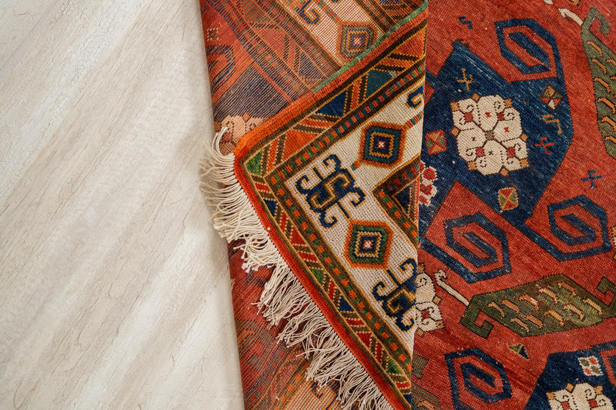 Antique Caucasian Pinwheel Kazak Rug 9'10" x 6'1"