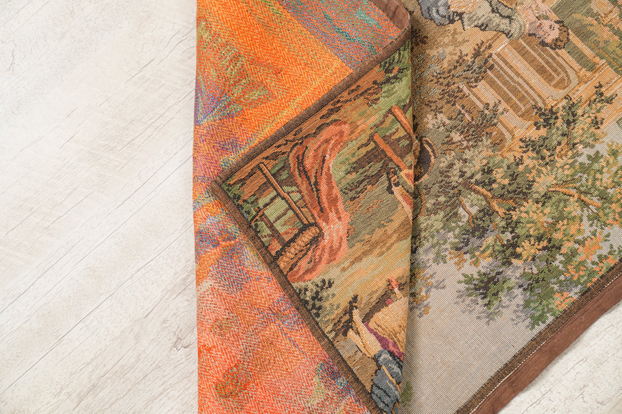 Vintage European loom Tapestry 4'7"x 1'7" (French Painter Garden Scene)