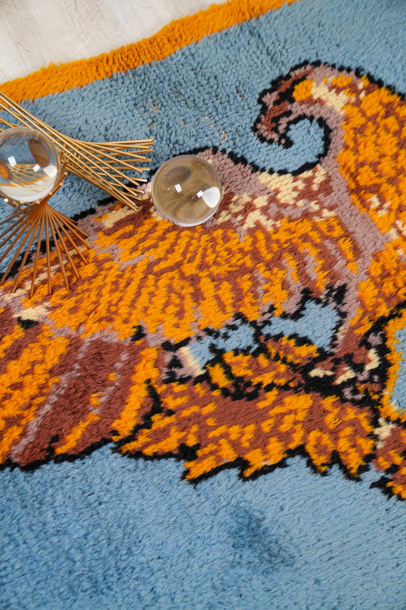 Vintage American Hook rug 4'10" x 3'