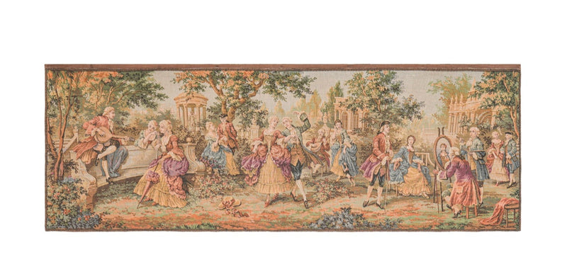 Vintage European loom Tapestry 4'7"x 1'7" (French Painter Garden Scene)