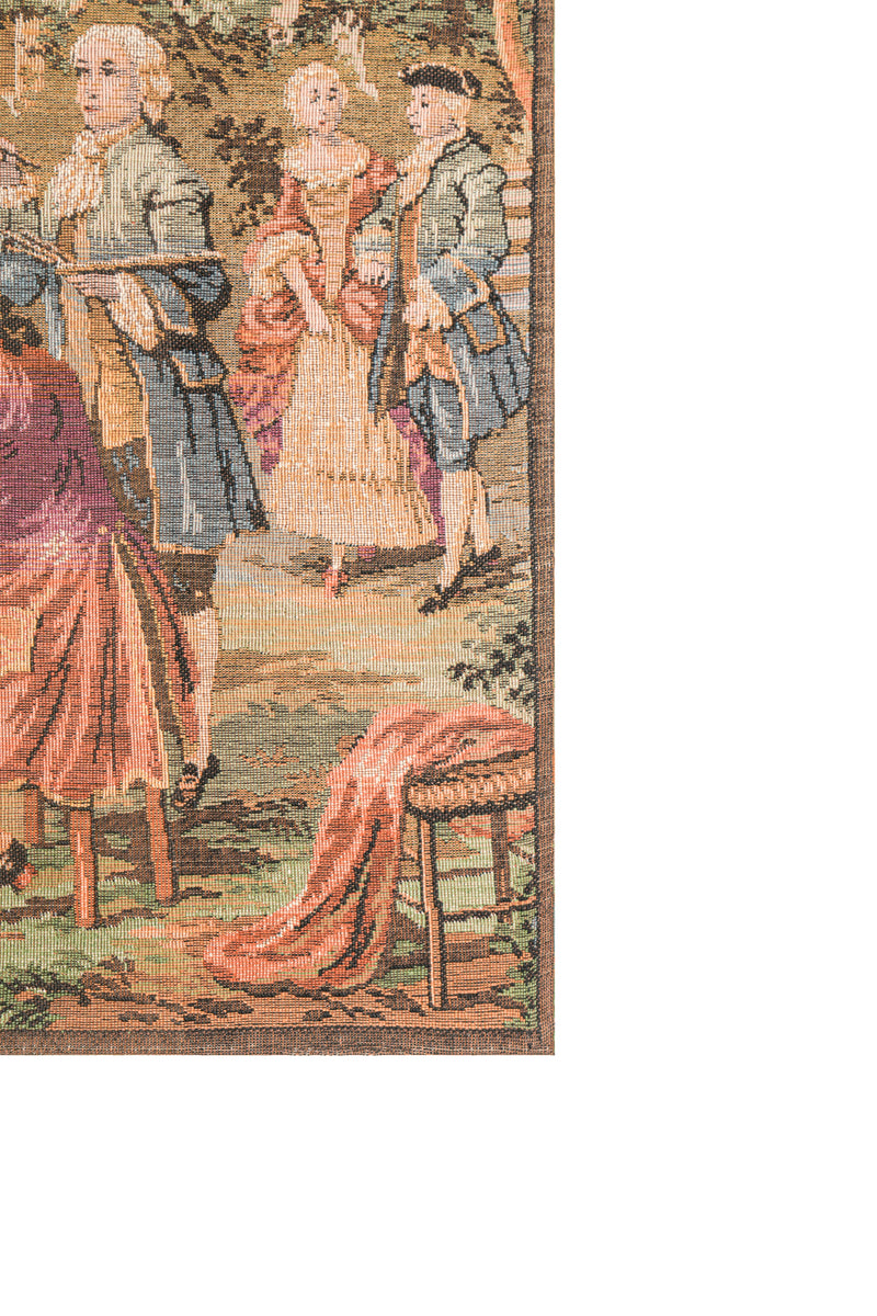 Vintage European loom Tapestry 4'7"x 1'7" (French Painter Garden Scene)