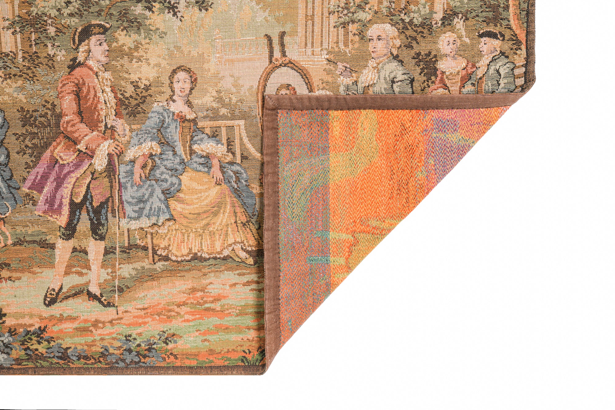 Vintage European loom Tapestry 4'7"x 1'7" (French Painter Garden Scene)