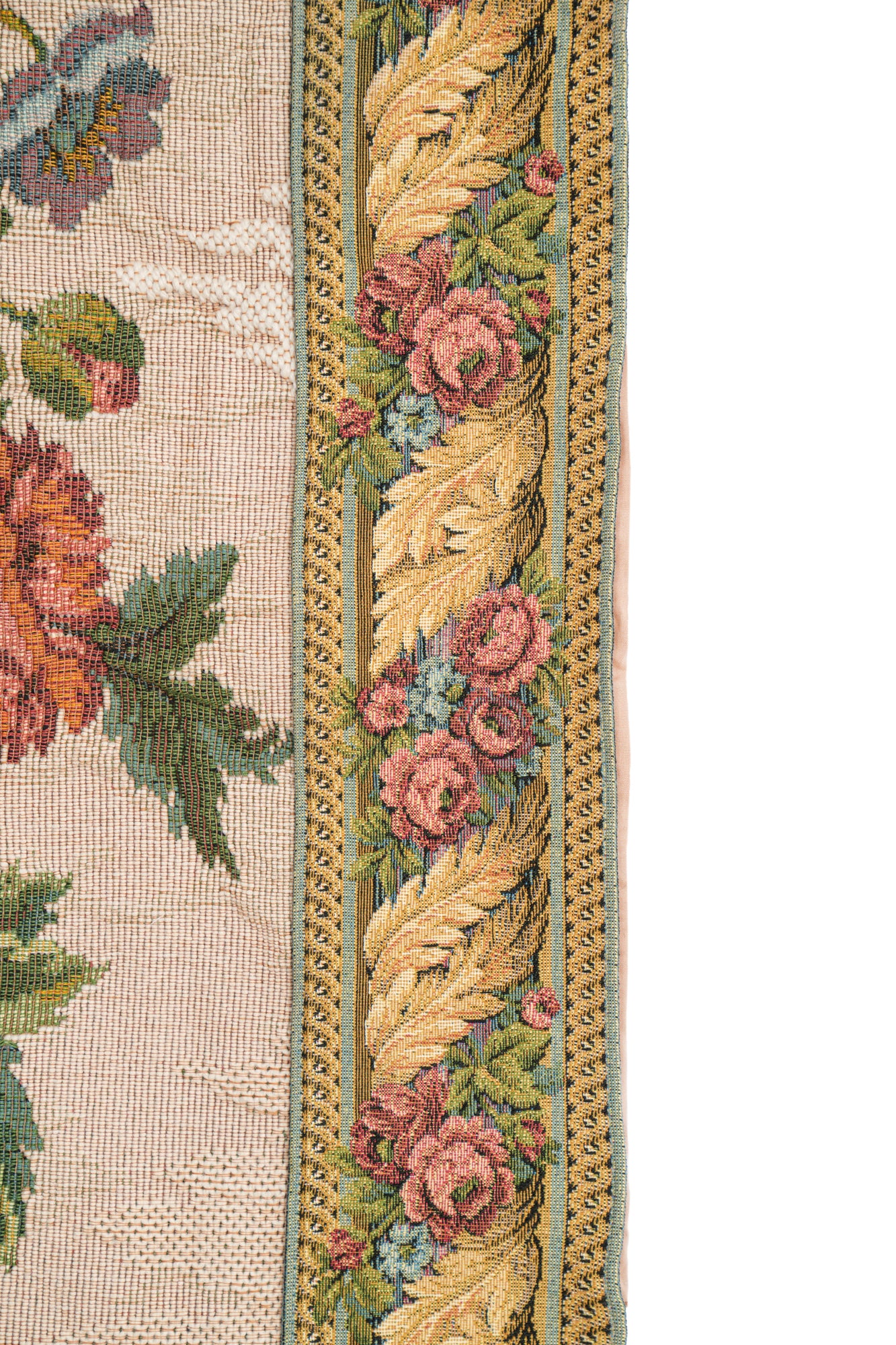 Vintage European loom tapestry 2'7" x 2' (Bouquet)