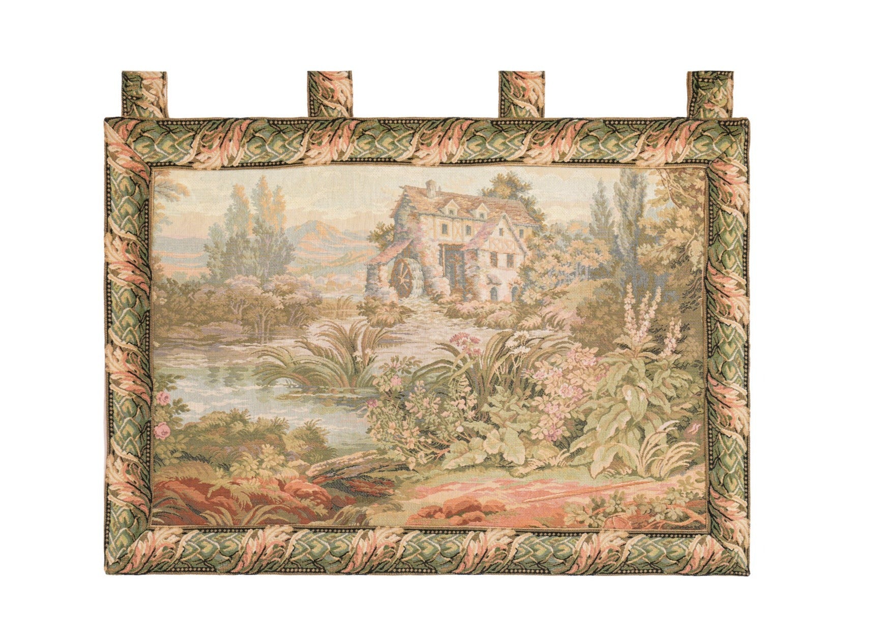 Vintage European loom Tapestry 2'7" x 2' (old mill)