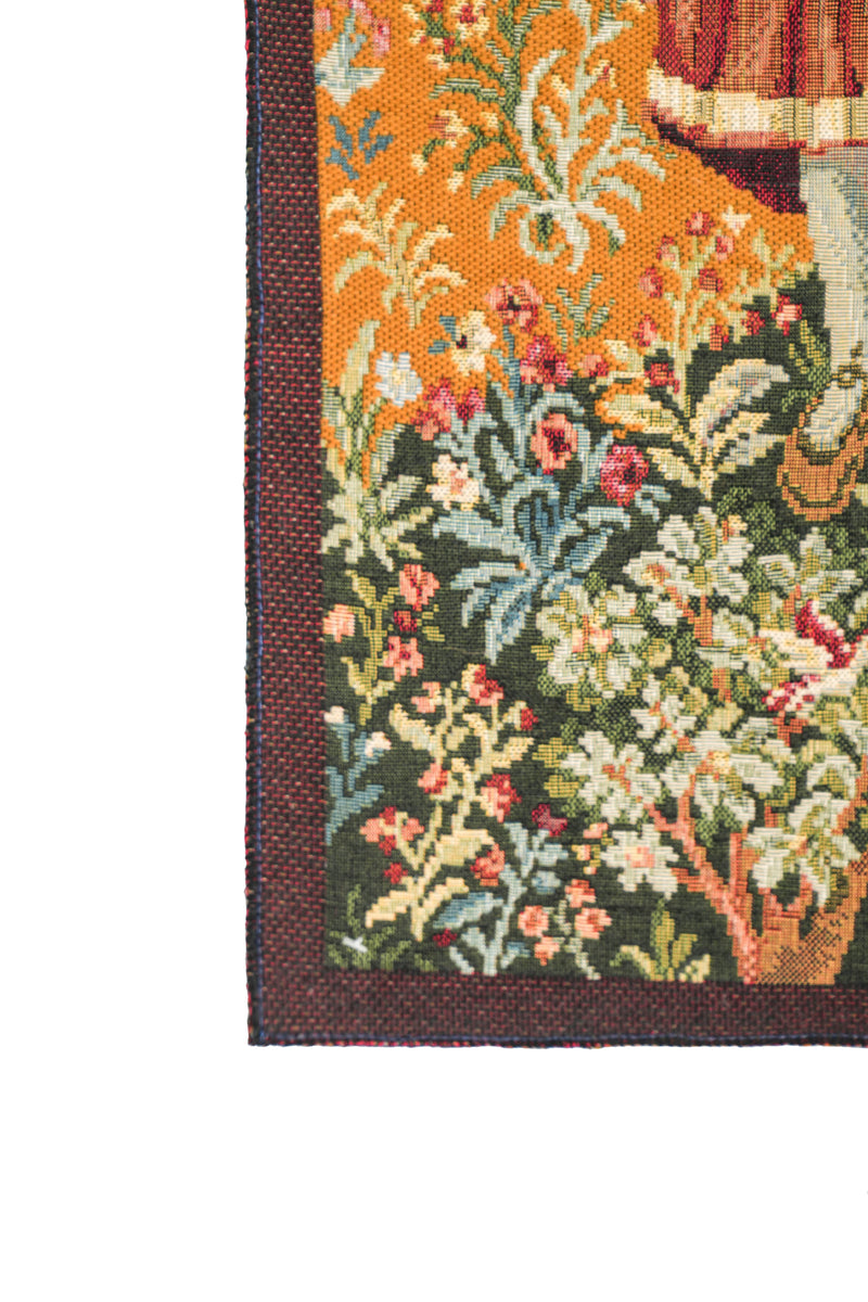 Vintage EUROPEAN LOOM Tapestry 2'2" X 2'2" (LICORNE A LA FONTAINE)