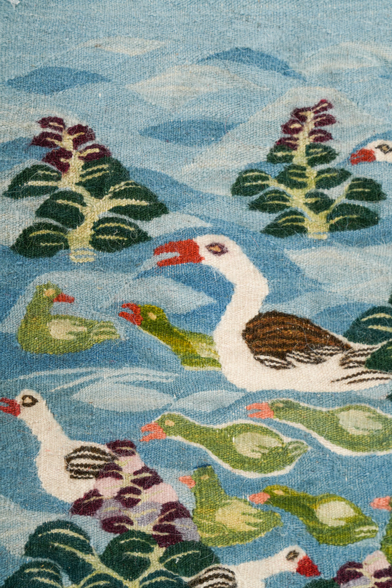 Vintage Egyptian Harrania Tapestry 1'4" x 1'1"
