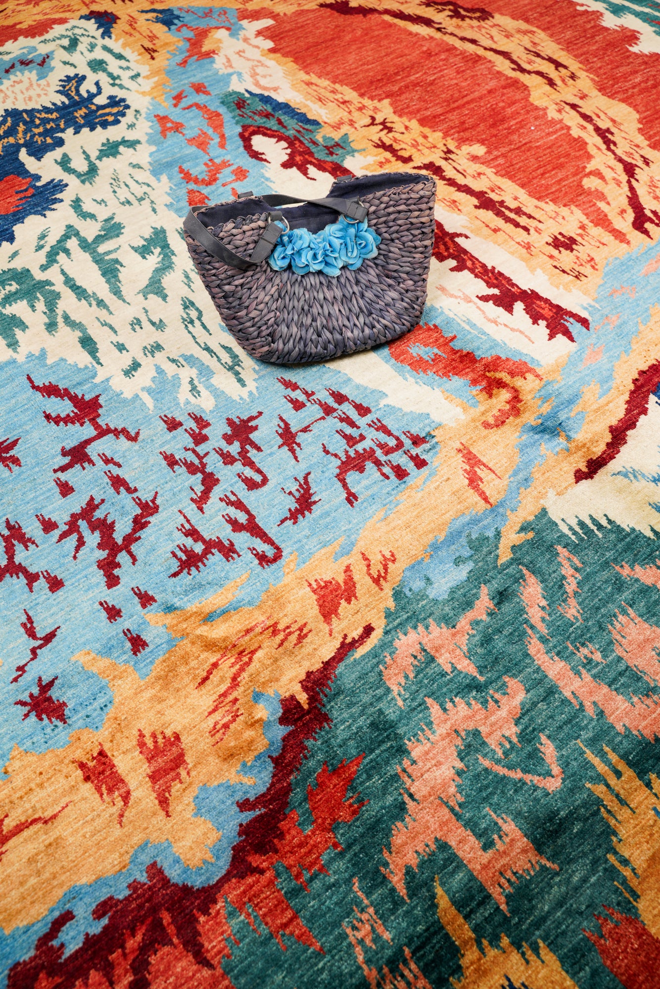 Modern Afghan Abstract Rug 9'10" x 8'2"