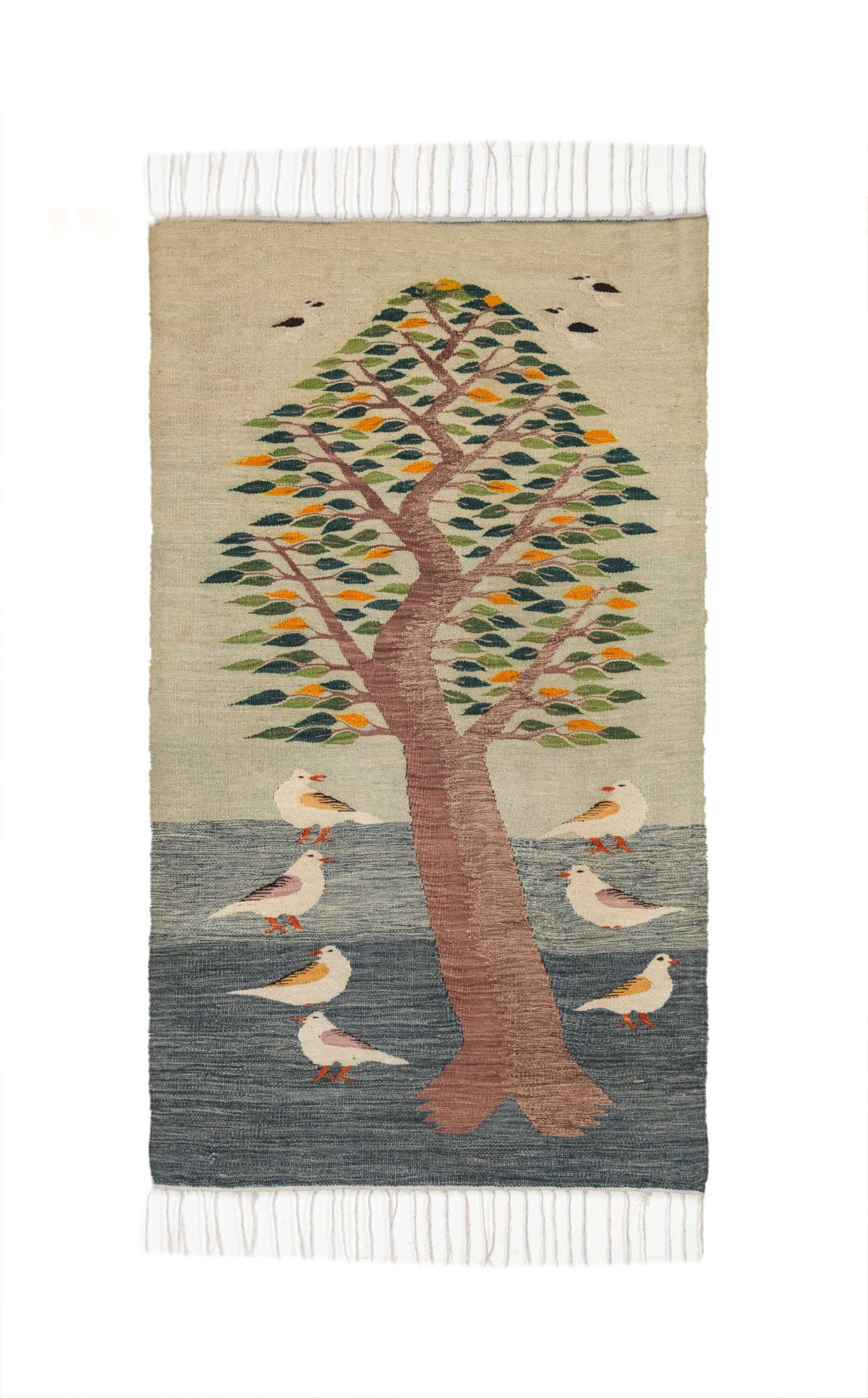 Vintage Egyptian Naturalist Tapestry 5' x 2'10"