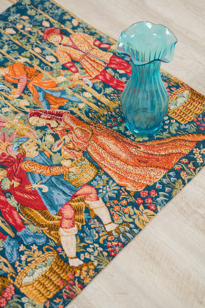 Vintage European Medieval Jacuard Tapestry 2'4" x 2'2"