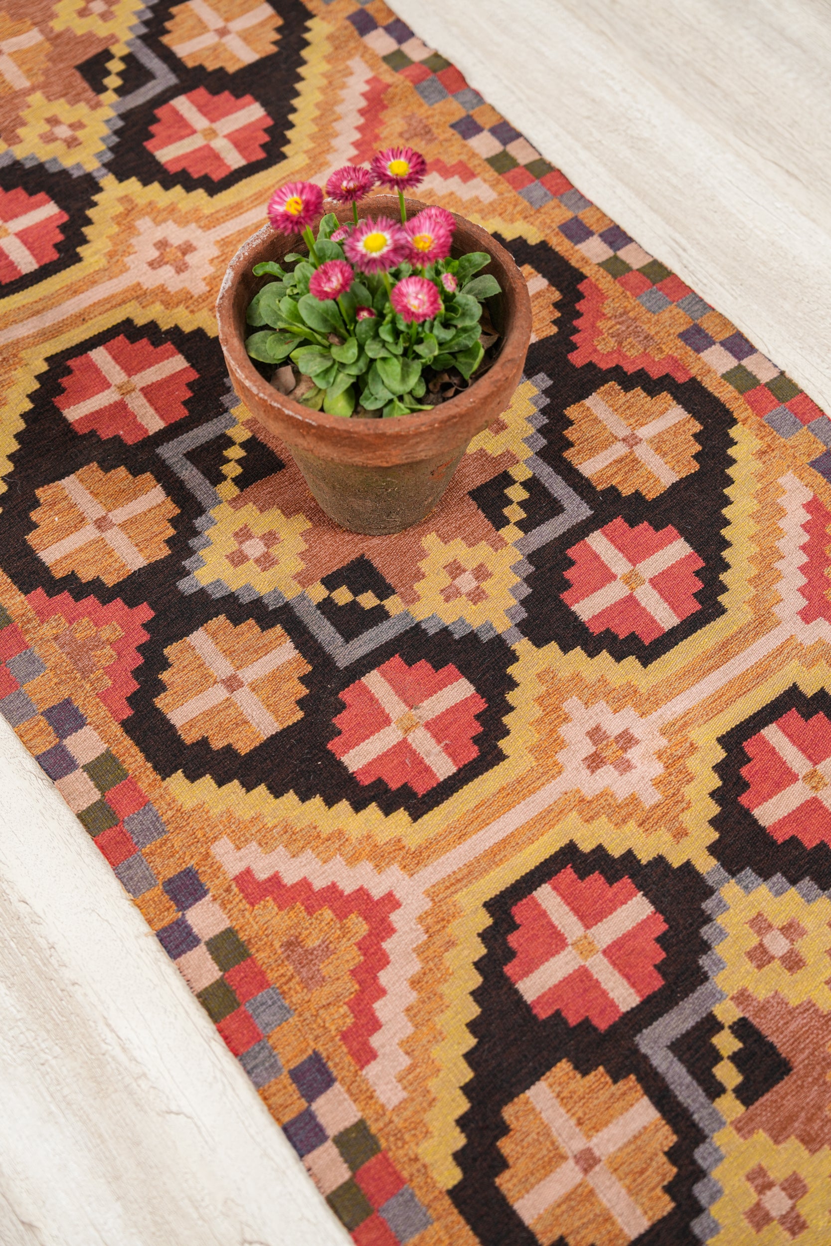 Antique Scandinavian Kilim Runner 8'10" x 2'2"