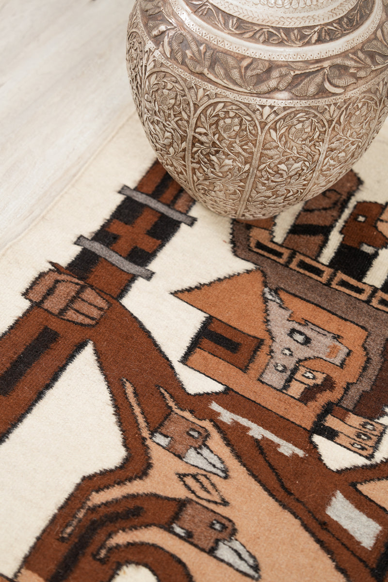 Vintage Pictorial Peruvian Kilim 3'9" x 3'