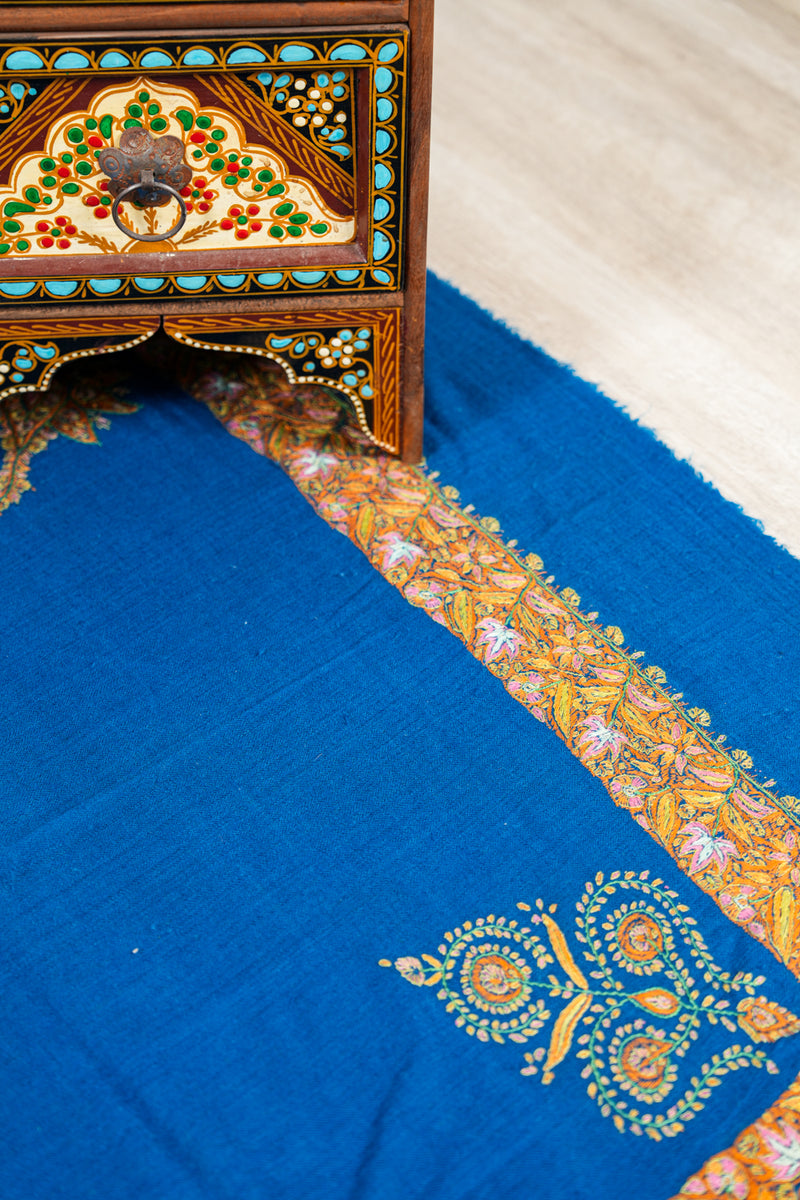 Vintage Kashmiri embroidered shawl 4' x 3'8"