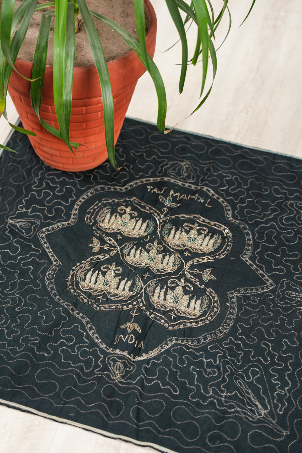 Vintage Indian Embroidery Textile 2'5" x 2'6"