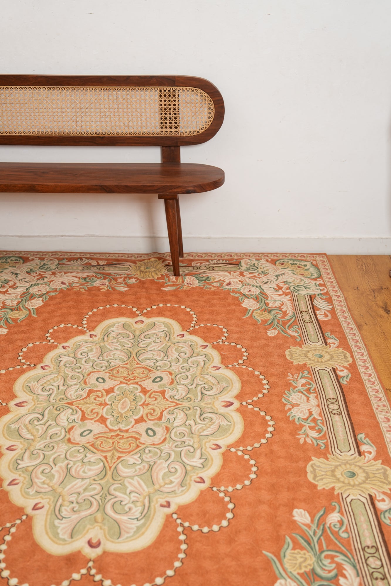 Vintage Kashmiri Aubusson 8'7" x 5'7"