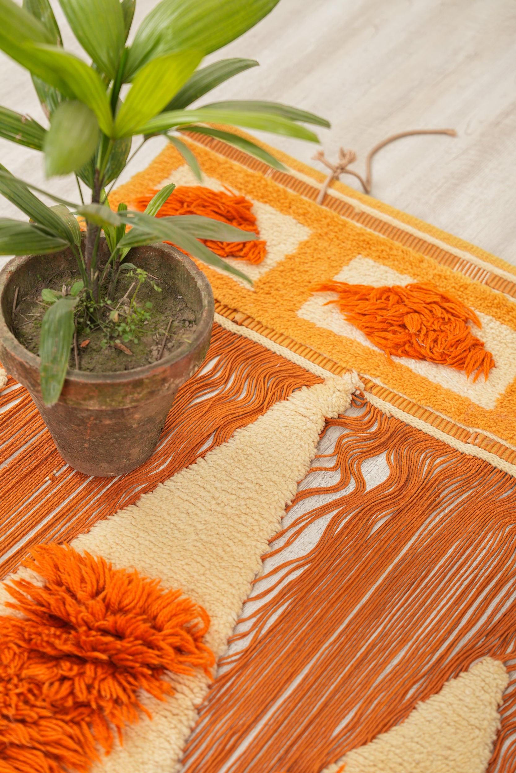 Vintage scandinavian Fiber Art Textile 4'4" x 3'