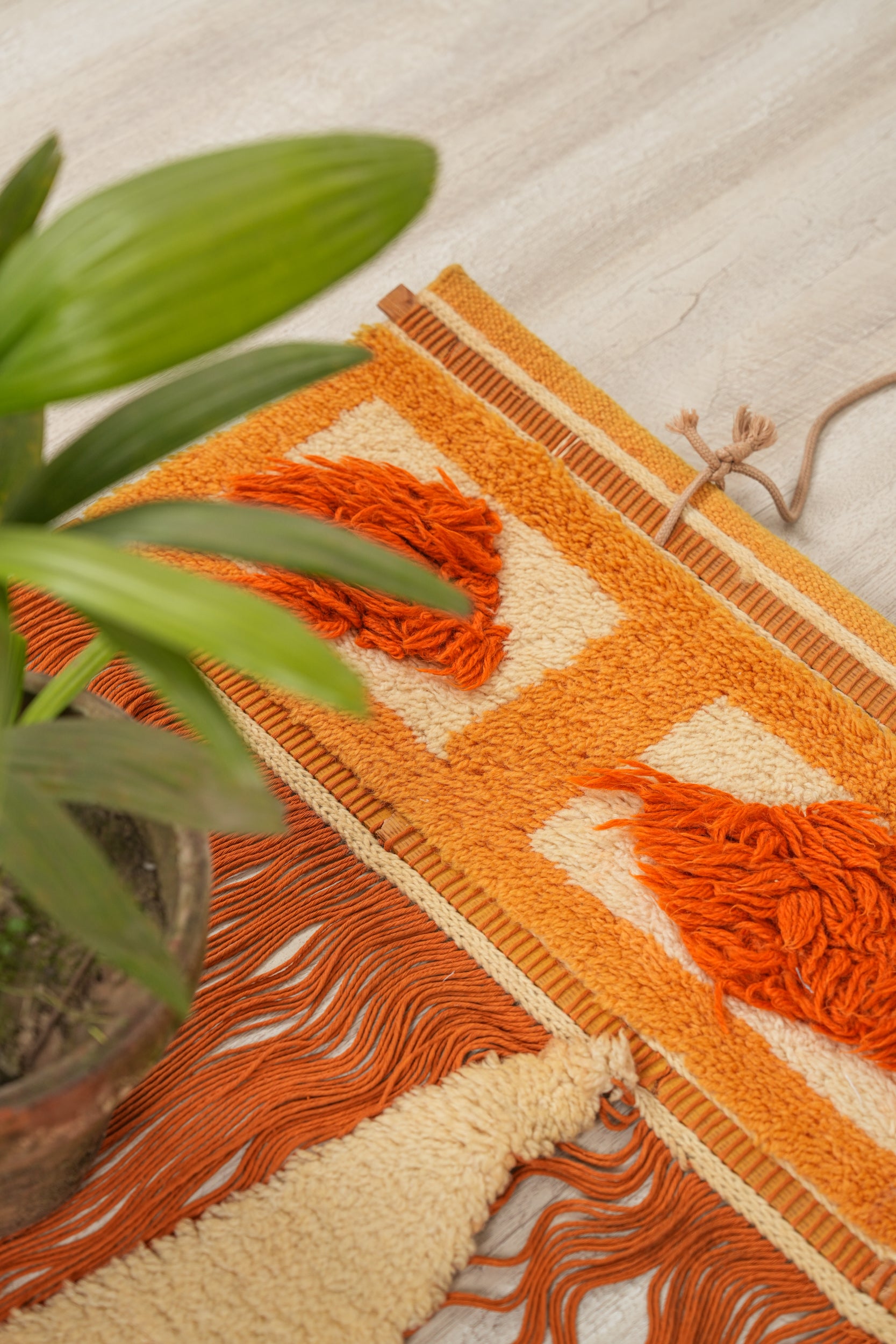 Vintage scandinavian Fiber Art Textile 4'4" x 3'