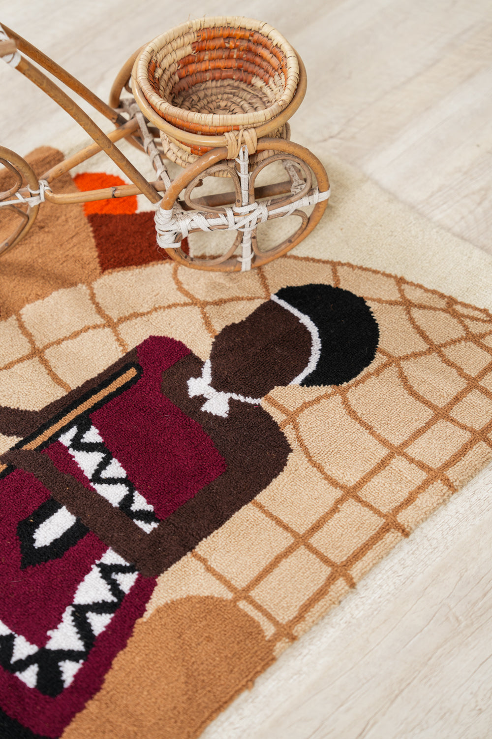 Vintage African Folk Art Tapestry 2'9" x 1'10"