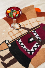 Vintage African Folk Art Tapestry 2'9" x 1'10"