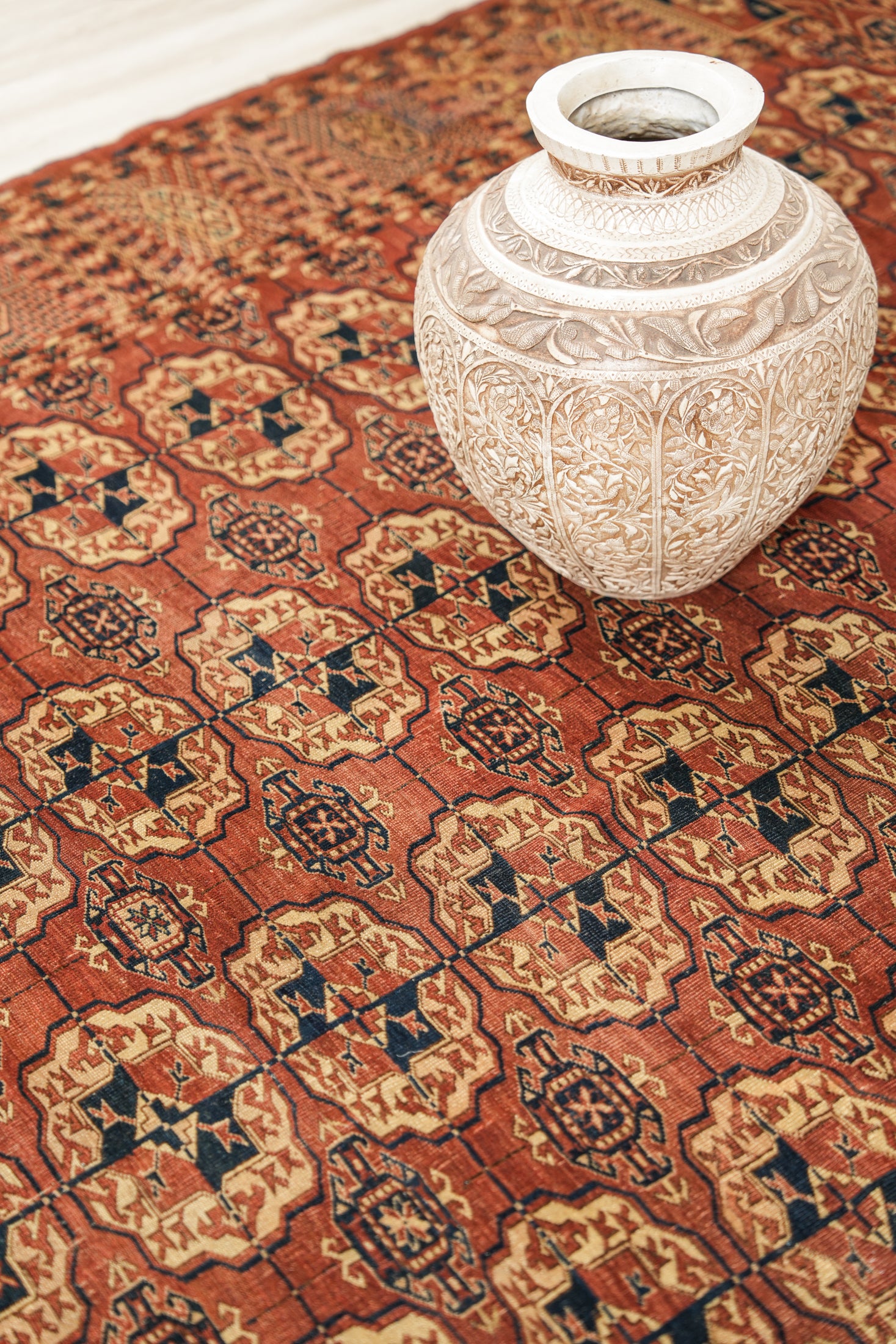 Antique Turkmen Bokhara Rug 10'6" x 7'7"