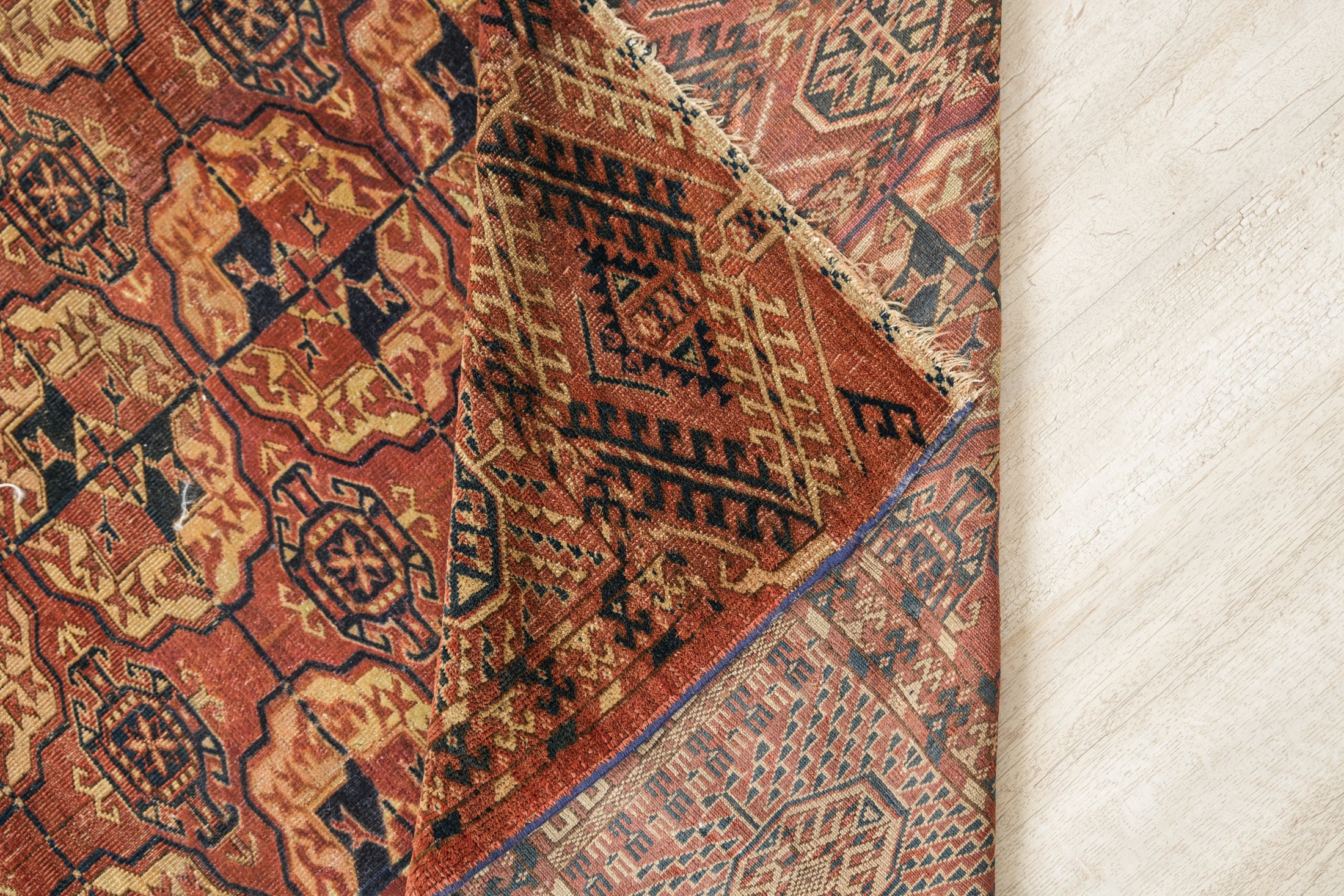 Antique Turkmen Bokhara Rug 10'6" x 7'7"