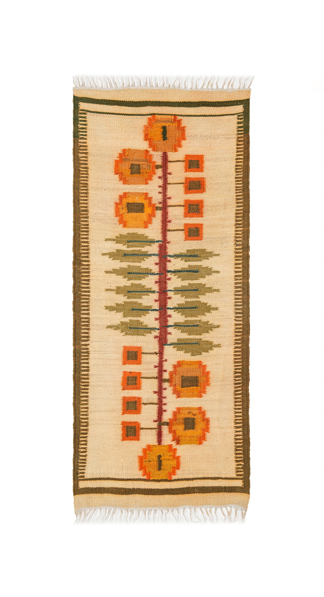 Vintage Polish Floral Kilim 3'9" X 1'8"