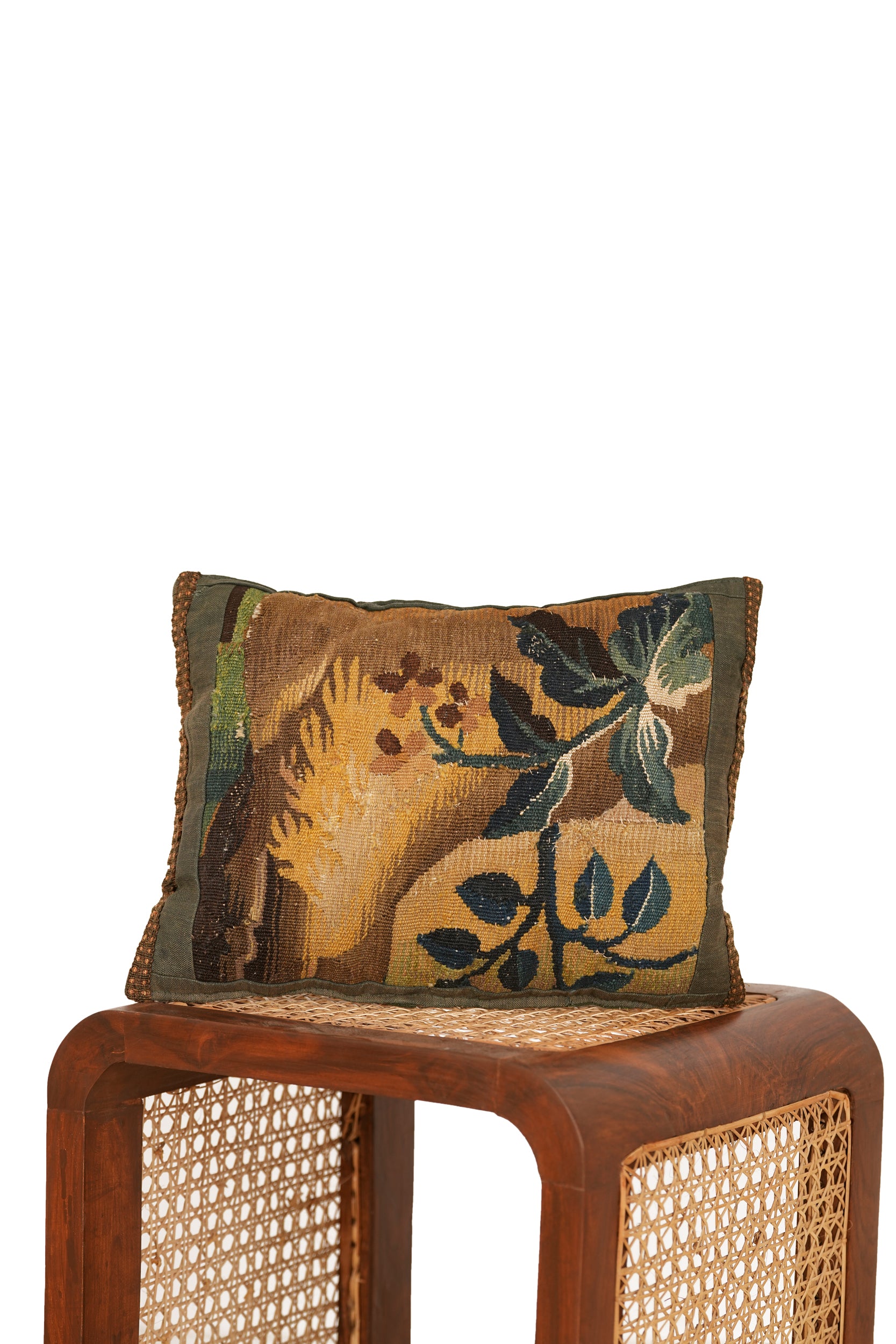 Antique French Verdure Tapestry Cushion 1'5" x 1'1"