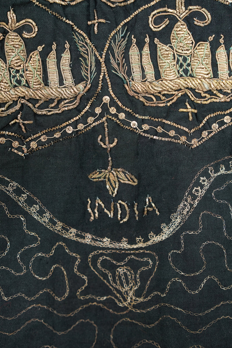 Vintage Indian Embroidery Textile 2'5" x 2'6"