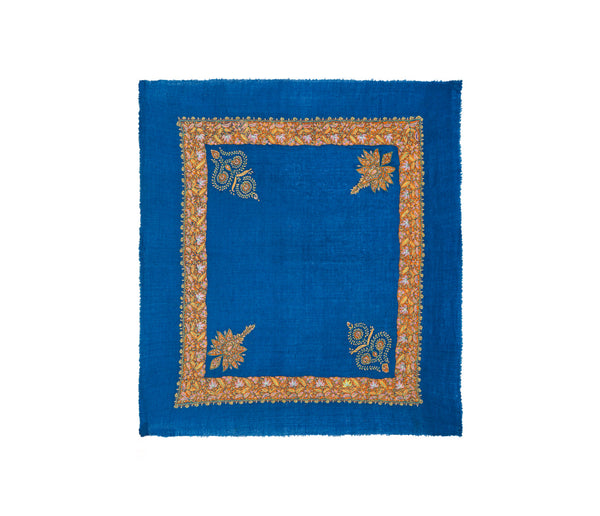 Vintage Kashmiri embroidered shawl 4' x 3'8"