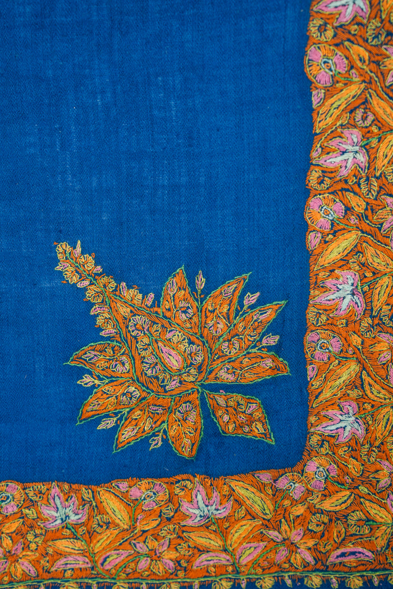 Vintage Kashmiri embroidered shawl 4' x 3'8"