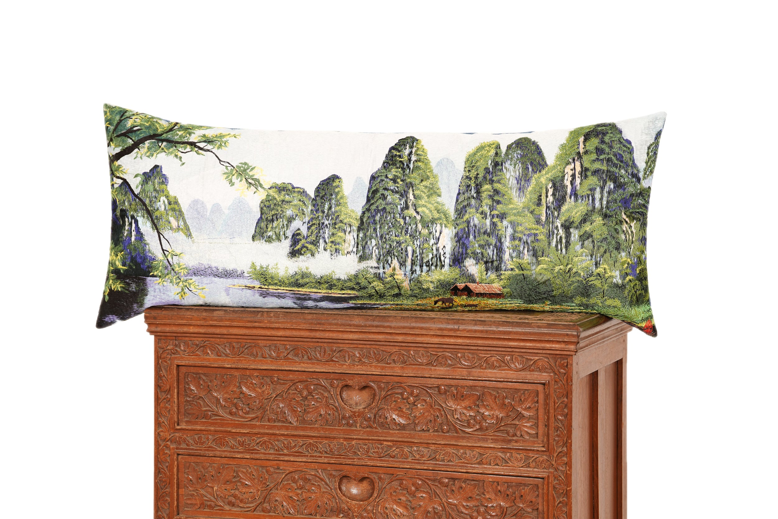 Vintage Oriental Lumbar Cushion Tapestry 3'1" x 1'4"