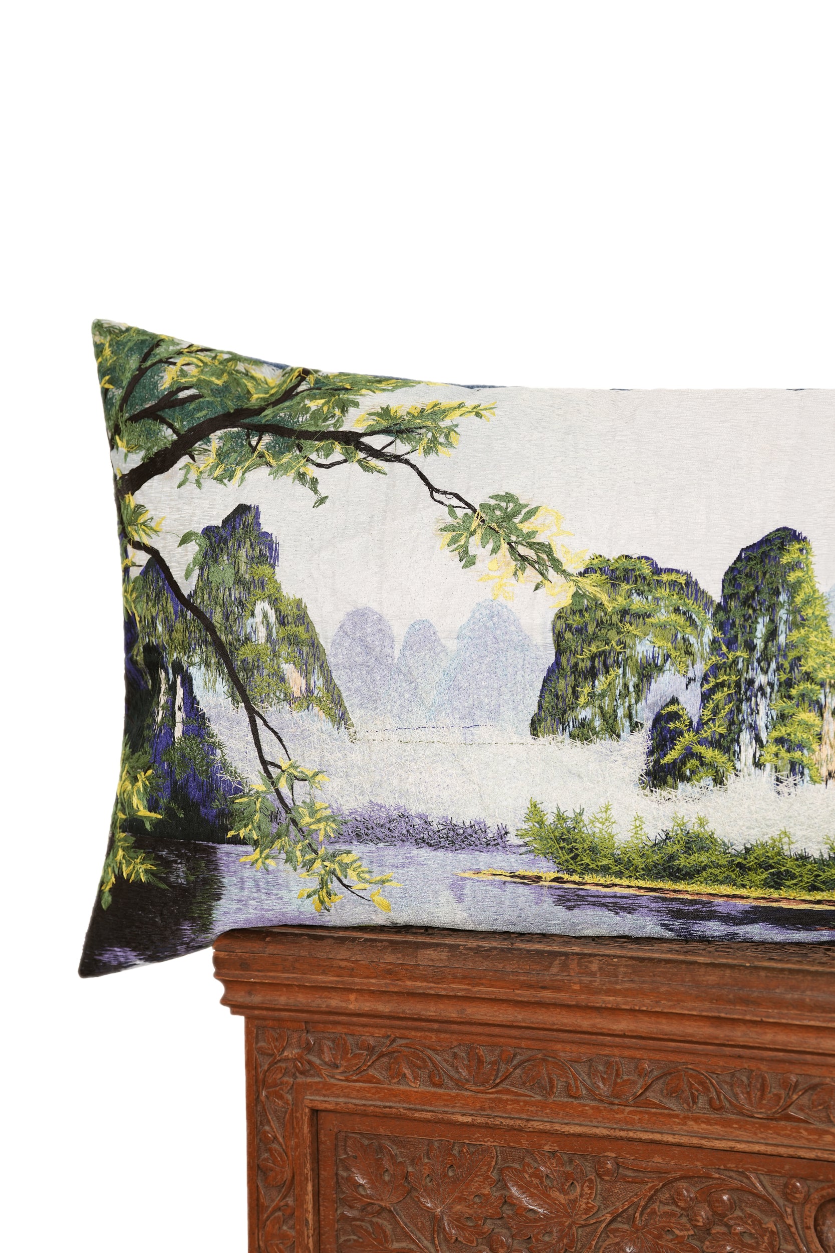 Vintage Oriental Lumbar Cushion Tapestry 3'1" x 1'4"
