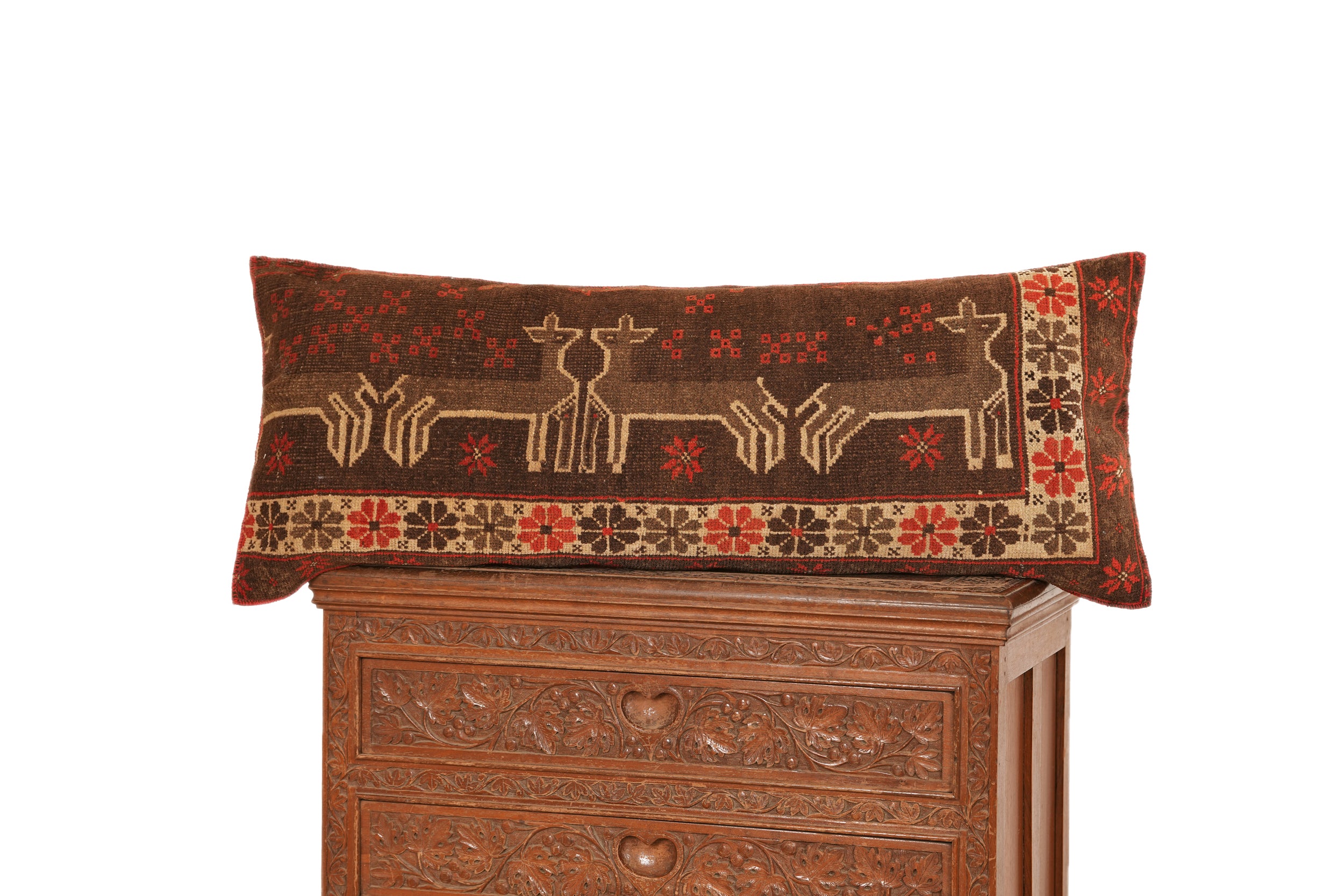 Vintage Turkmen Lumbar Cushion Rug 3'3" x 1'5"